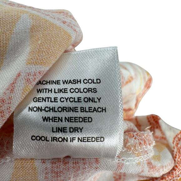 Como Blu Floral Dress WMNS Medium Orange White Sleeveless Button Up Midi Rayon - Picture 7 of 7